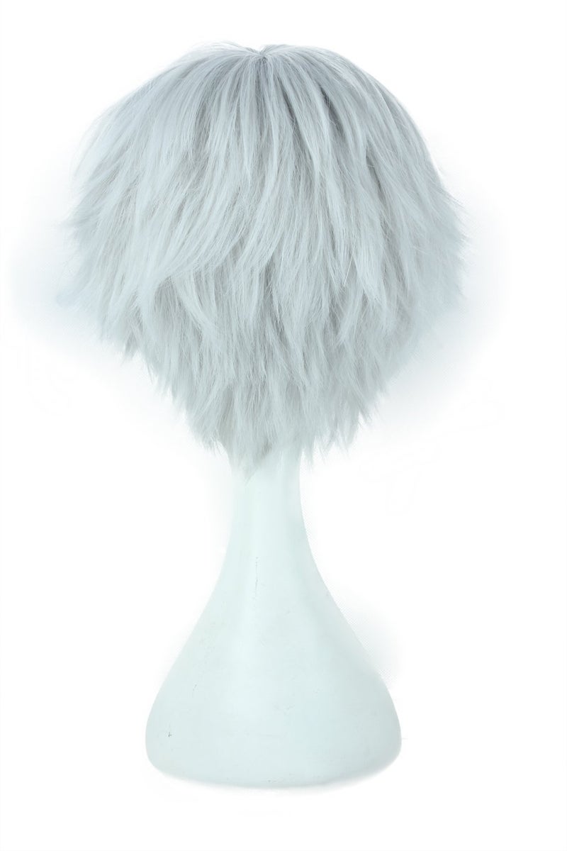 HH Building Layered Curly Short Cosplay Costume Wig (Sliver White) 12 Inch - Image 4